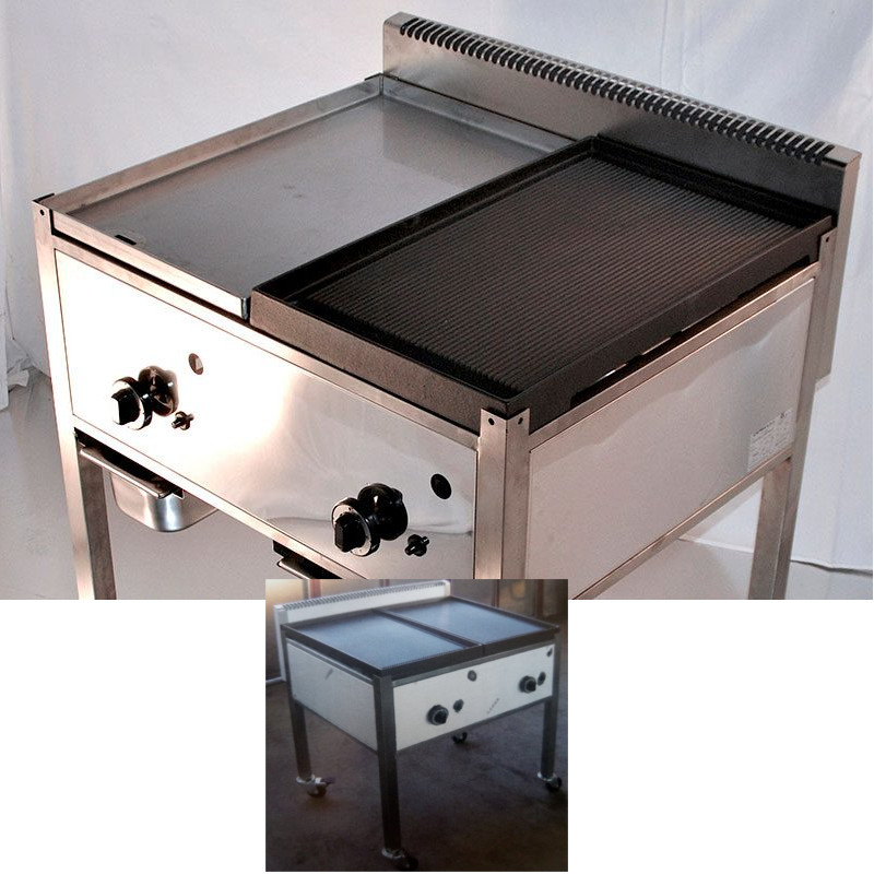 BARBECUE A GAS IN ACCIAIO INOX CM. 80X64 CON CARRELLO